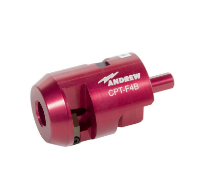 7000-00752974_com_01.png Rood gereedschap met opschrift 'ANDREW CPT-F4B', cilindrische vorm, metaal.