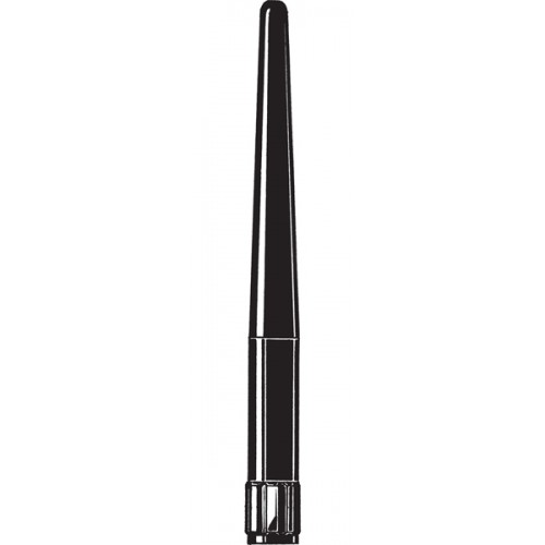 Zwarte radio-antenne met ronde basis.