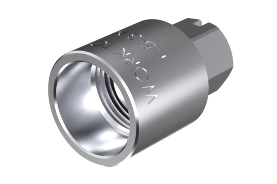 Silver hex socket with 'WORK' text and specifications.