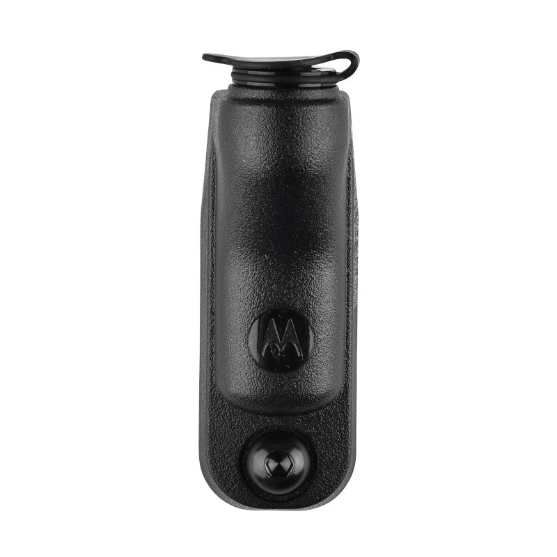 Black clip-on handle for Motorola radio.