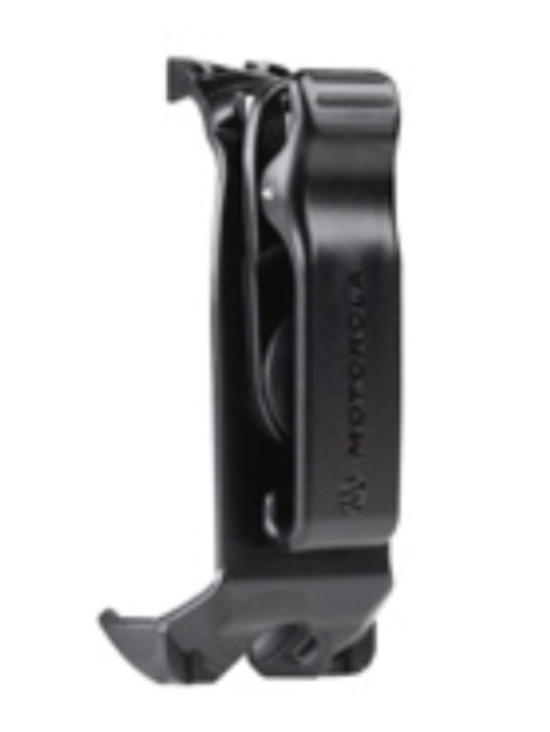 Zwarte riemclip voor draagbare apparaten.