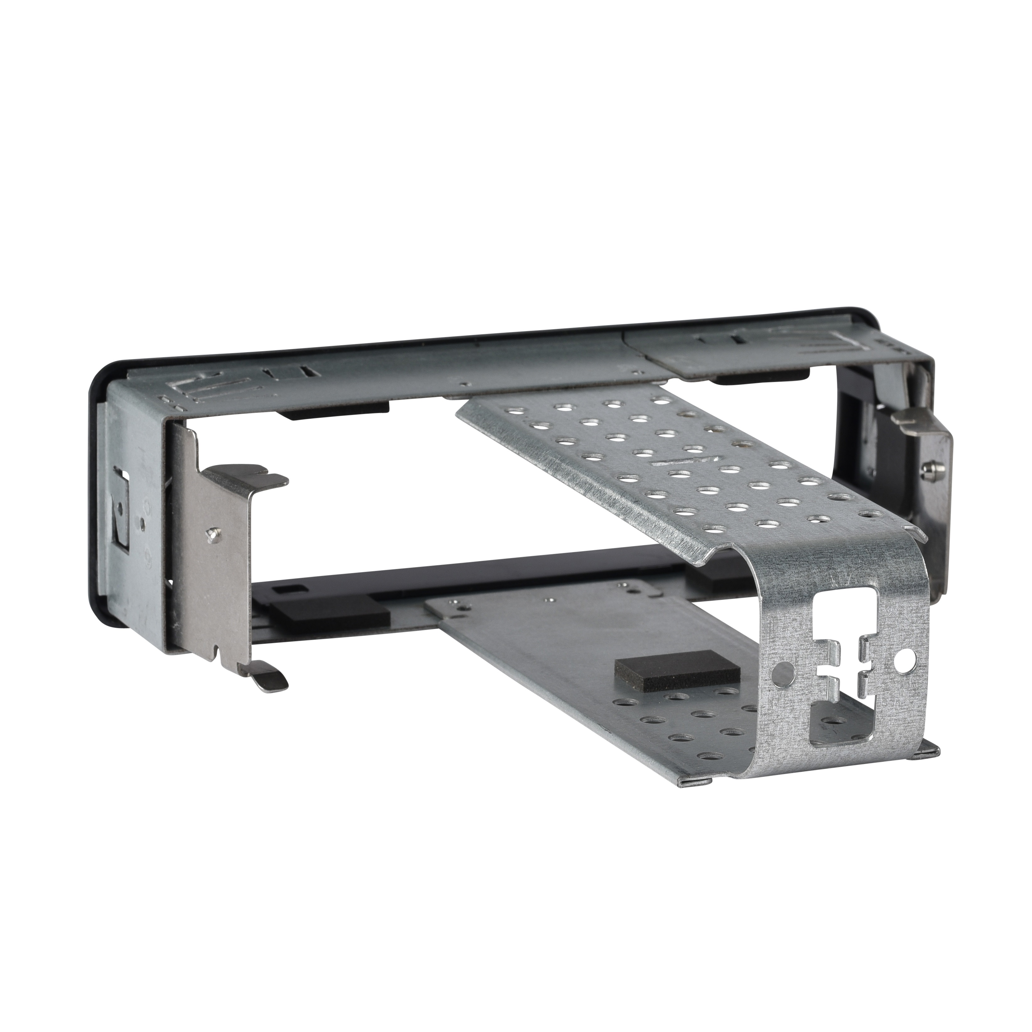 Metal reinforcement for vehicle slots with hole pattern for ventilation.