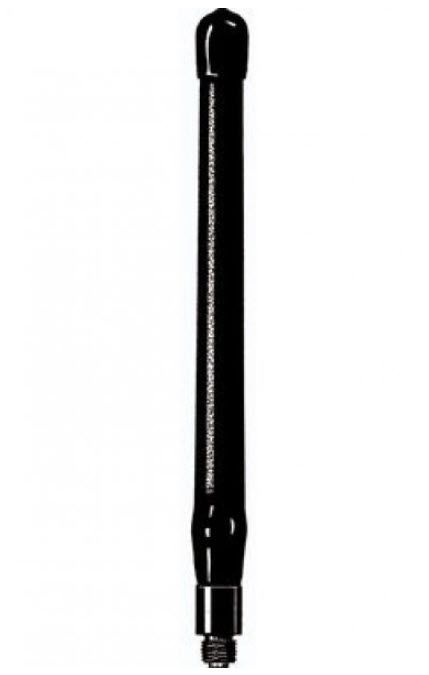Black rod antenna with a thread at the bottom end.