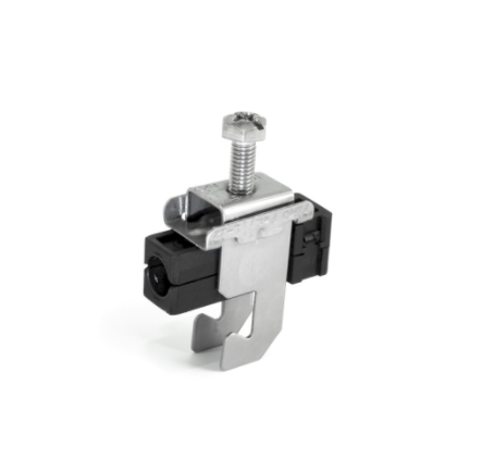 Metalen klem met schroef, zwart-zilver, geïsoleerde basis