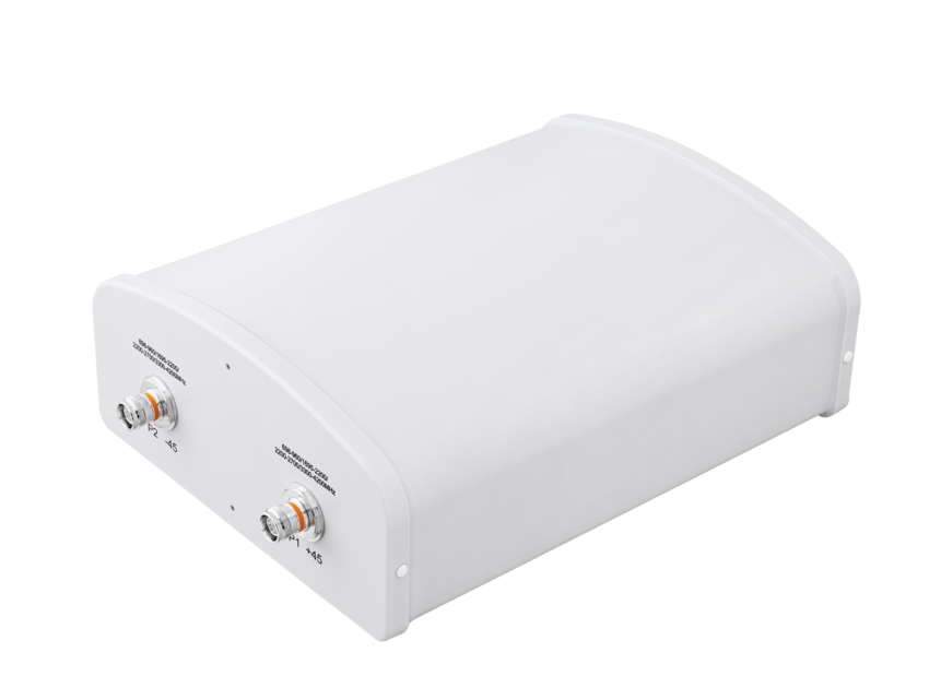 Witte rechthoekige container met twee kleppen aan de zijkant