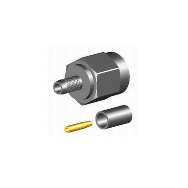 Metalen connector met vlechtwerk, een huls, een gouden pin.