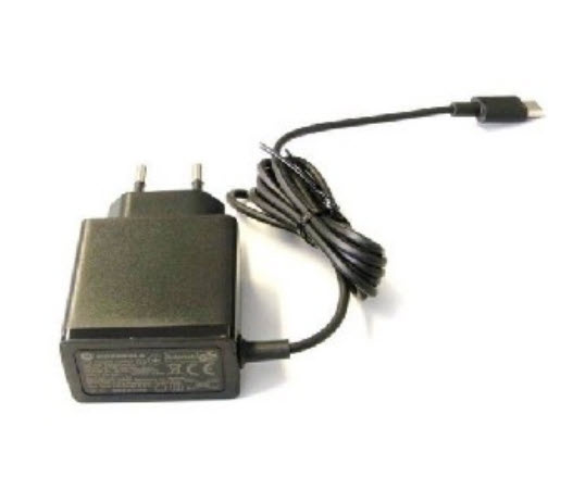 Chargeur noir avec câble USB et prise UE.