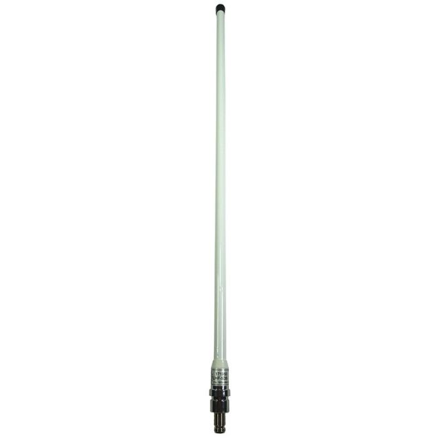 White vertical radio antenna with metal base