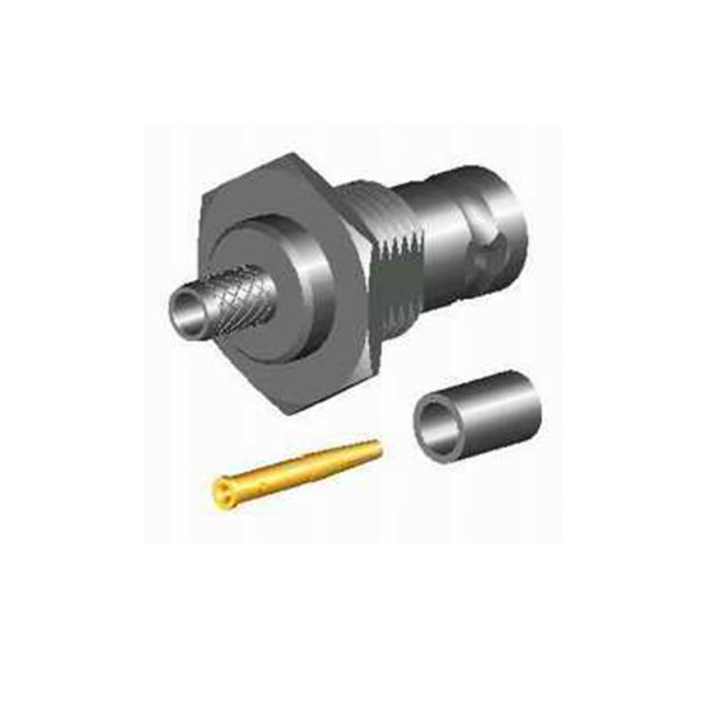 Metal connector with screw thread and wire adapter.