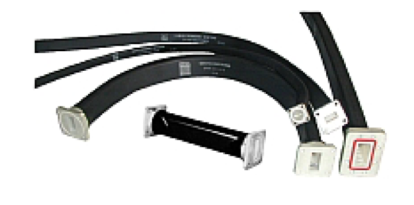 Black cables with rectangular metal connectors at the ends.