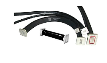 Four electrical cables with rectangular connectors