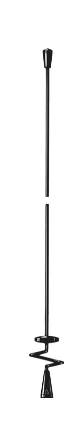 Fixation noire démontée à vis avec poignée et spirale.