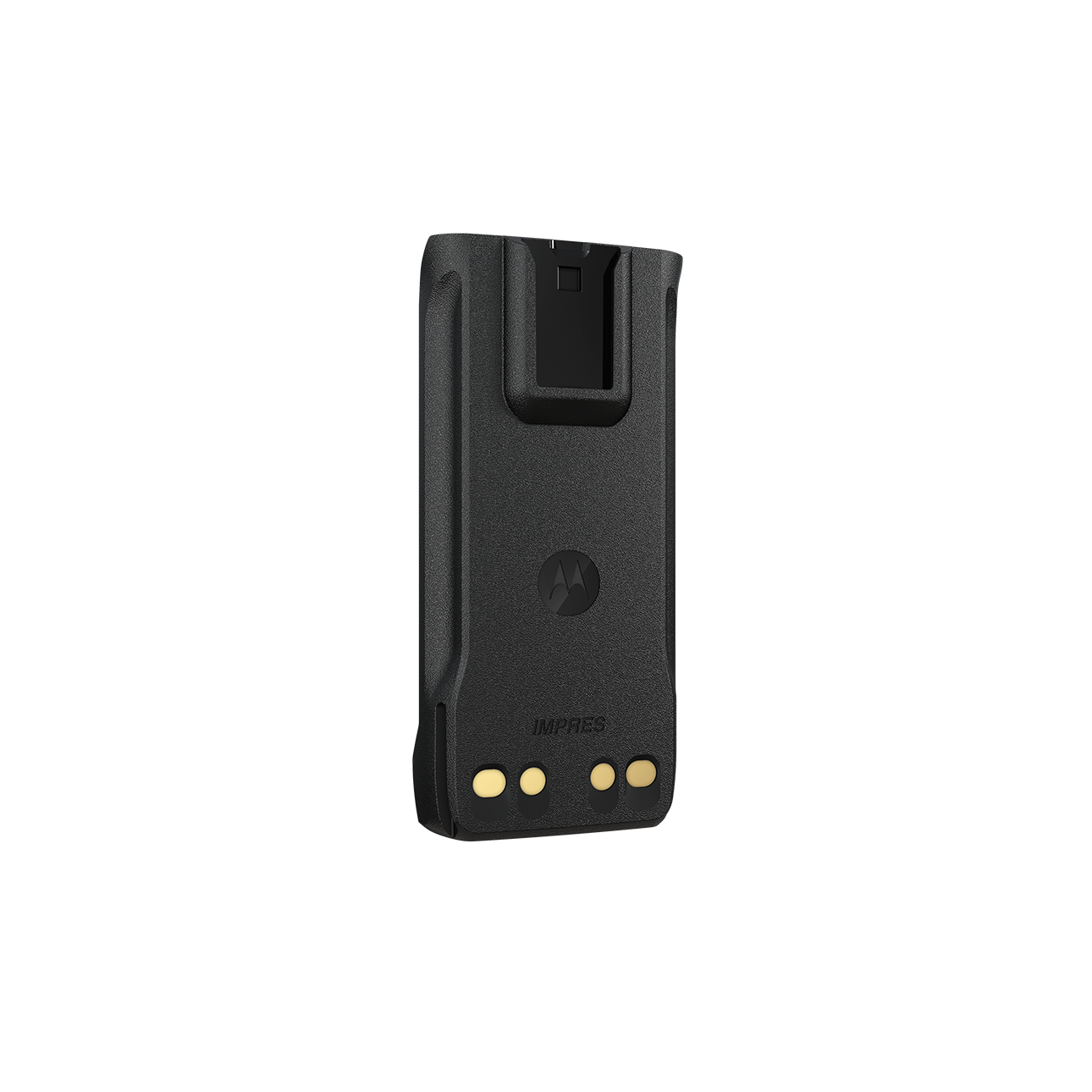 Zwarte batterij met gouden contacten en Motorola-logo.