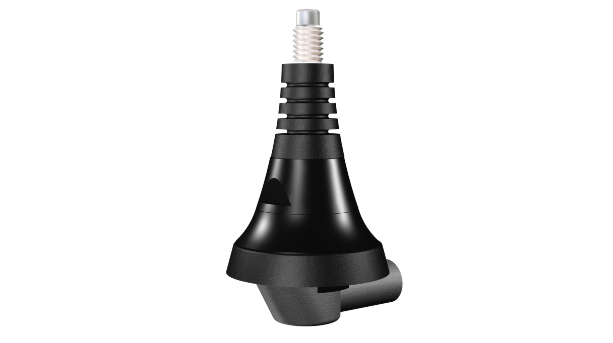 SMA_Base1123_01.jpg Zwarte, conische tafelpootadapter met schroefdraad bovenaan