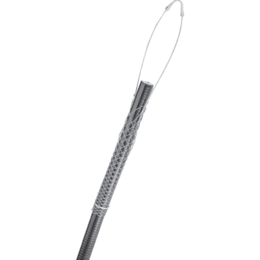 Cable grip with metal mesh and loop for cable stabilization.