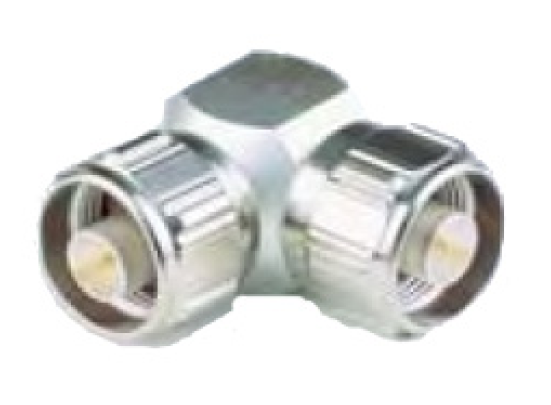 Metalen T-stuk connector met twee schroefverbindingen.
