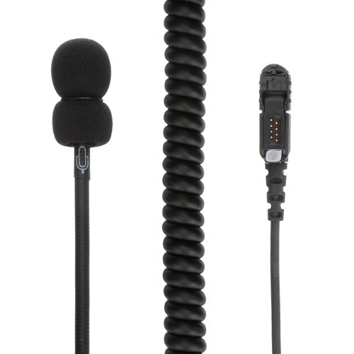 Microphone avec câble en spirale et connecteur