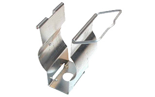 Metal clip with curved and rectangular parts