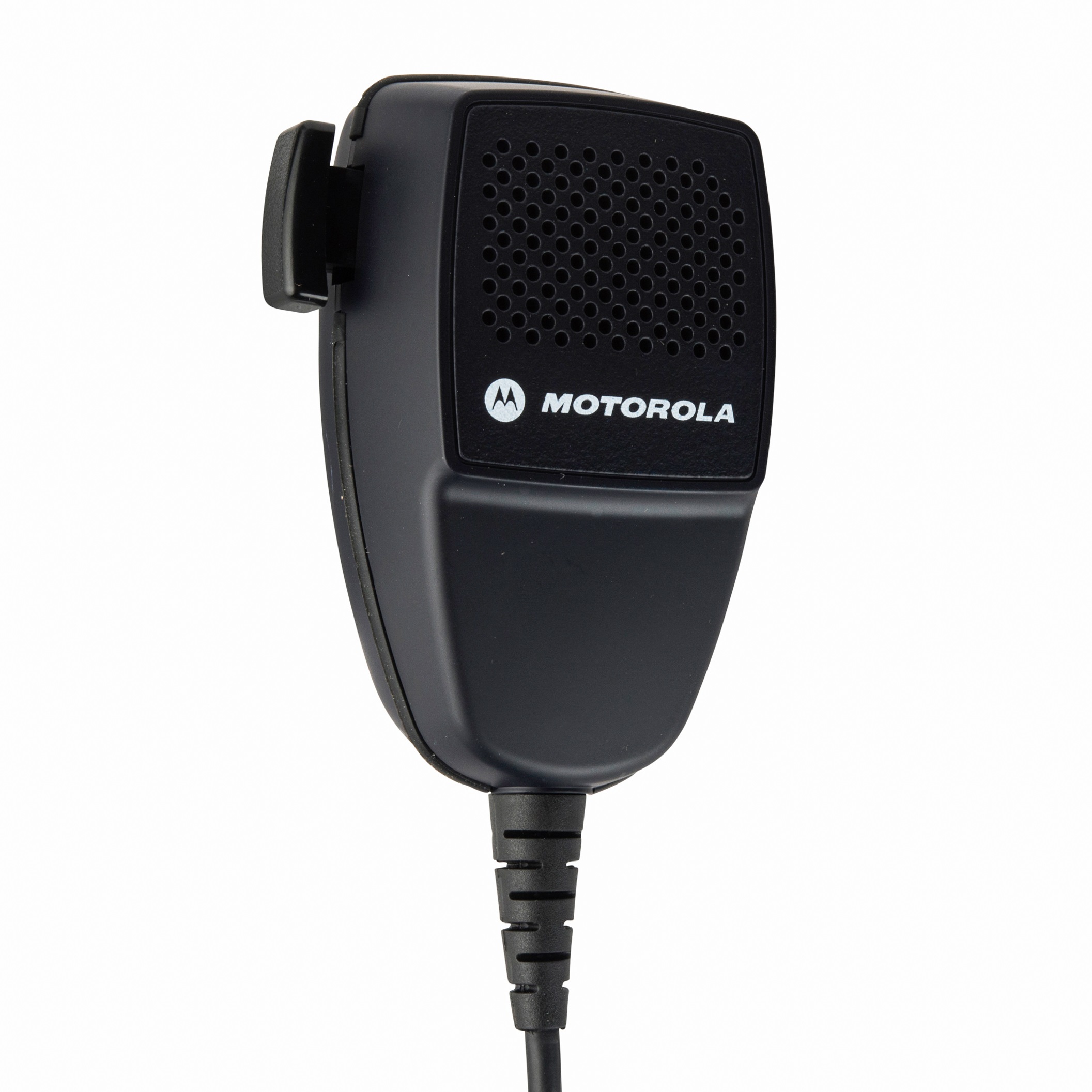 Zwart Moto-Rola-microfoon met kabel.