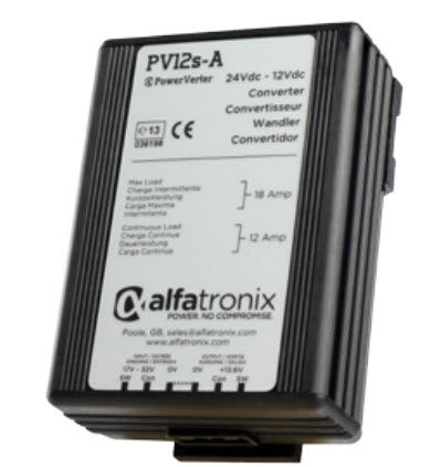 7000_00753903_VIM_01.jpg DC-omvormer 24V naar 12V, model PVI2s-A, merk Alfatronix, max 18 Ampère.