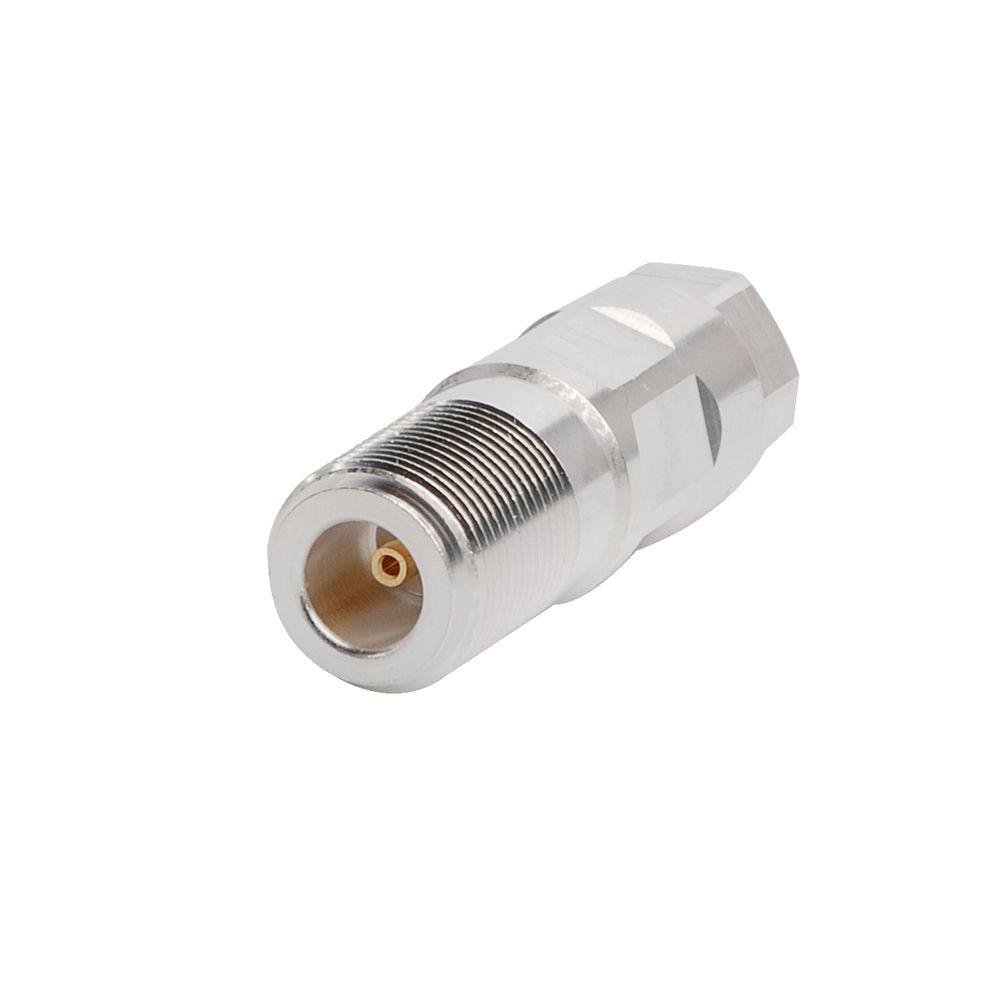 Metalen coaxiale adapter met inwendig schroefdraad.