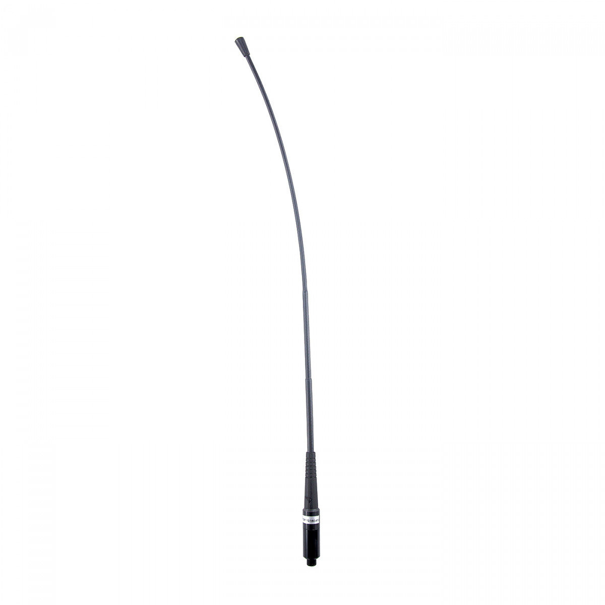 Flexibele antenne met zwarte basis en lange staaf.