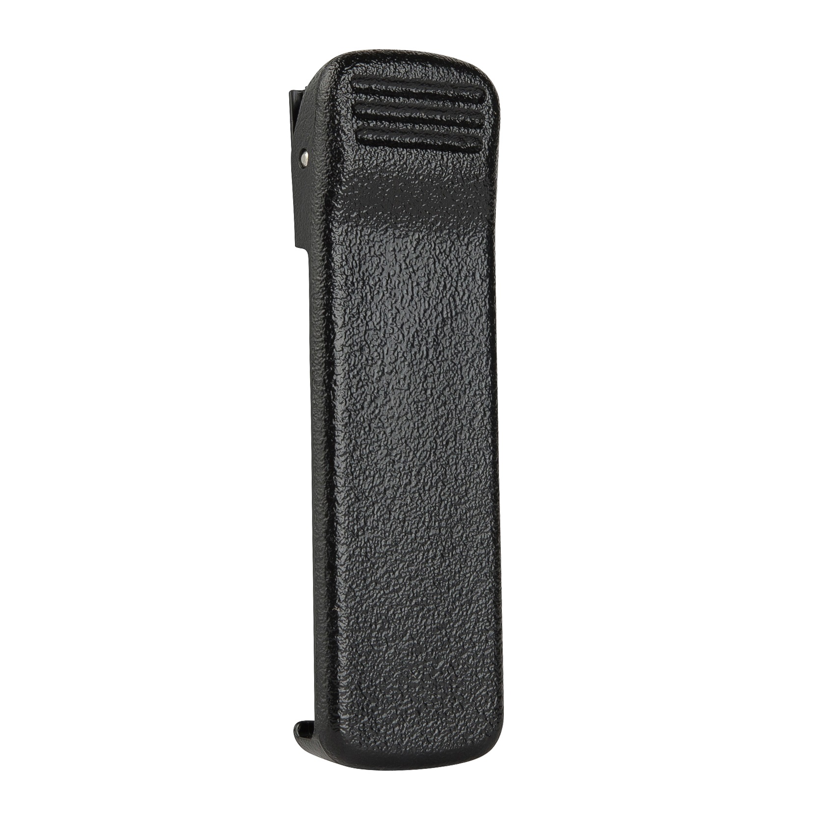 Black textured handle with ridged top section.