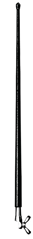Bâton long et fin avec une pointe et des cordons à la fin.
