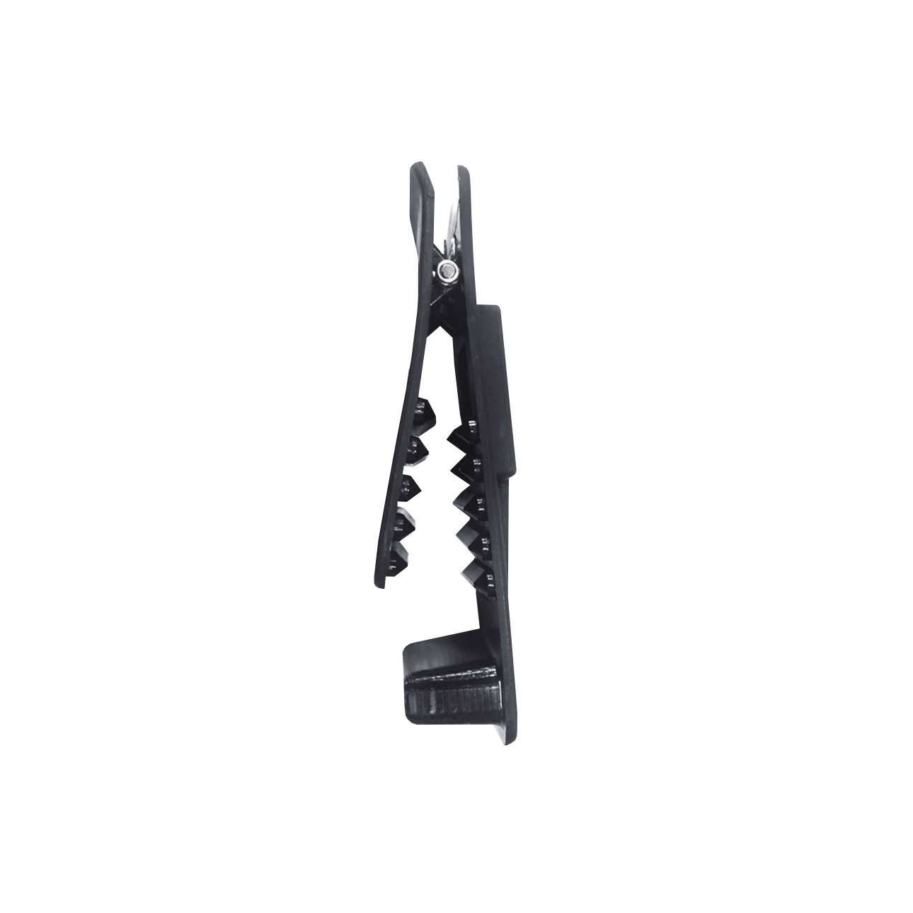 Side view of a hair comb with studs.