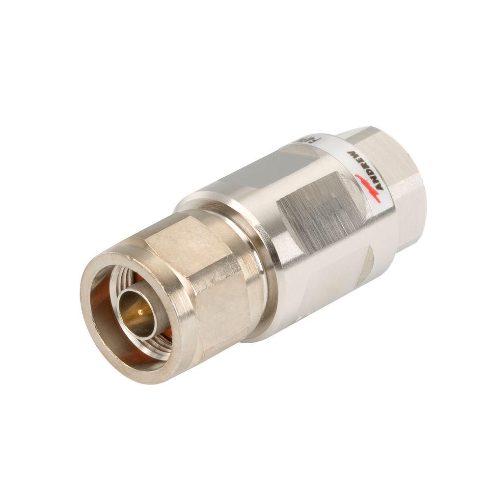Metal connector, cylindrical shape, with threaded end.