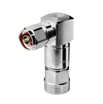 Silver coaxial adapter with angled connector