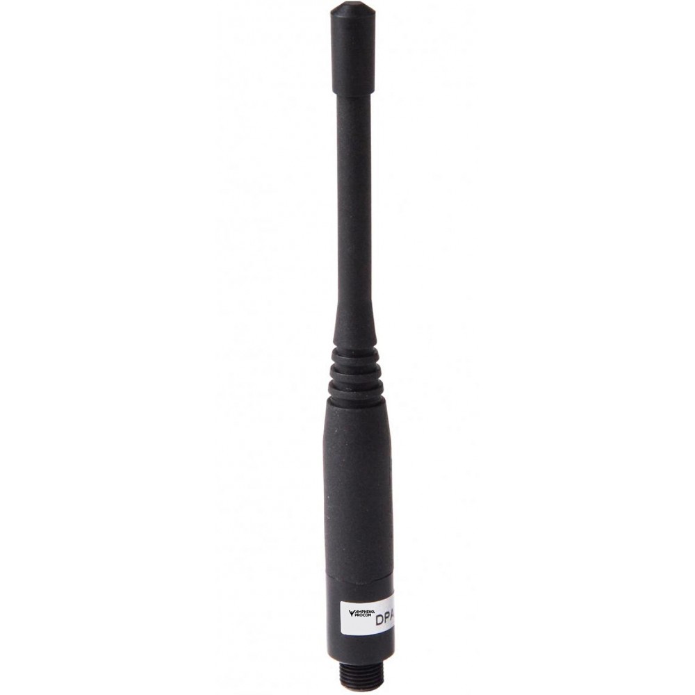 Black antenna with ribbed grip.