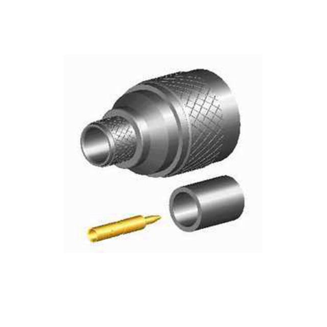 Connector met huls en pen, technische tekening.