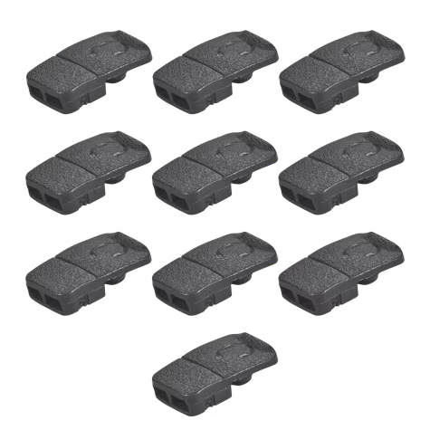 Ten black rectangular key fob cases arranged side by side.