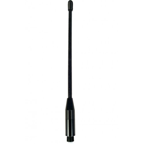 Black replacement antenna for car radio with screw thread.