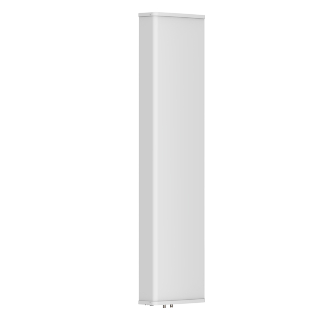 Witte, verticale, rechthoekige radiator zonder zichtbare details.