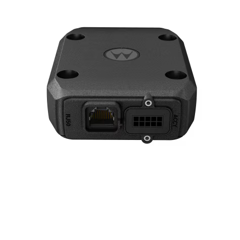 Boîtier électronique noir avec connecteur RJ45 et multipin.