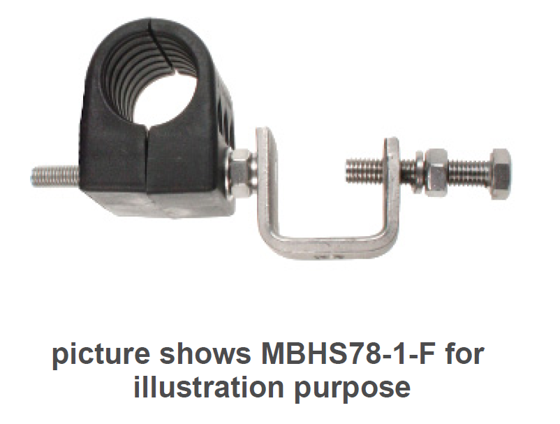 Pipe clamp MBHS78-1-F with side screw closure.