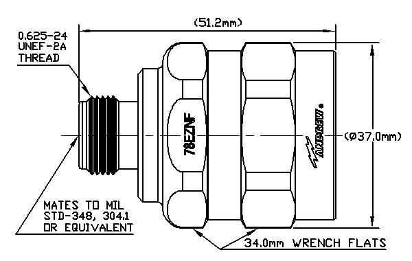 Dessin technique d'un connecteur fileté avec dimensions et spécifications.