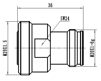Technische tekening van een schroefconnector met afmetingen.