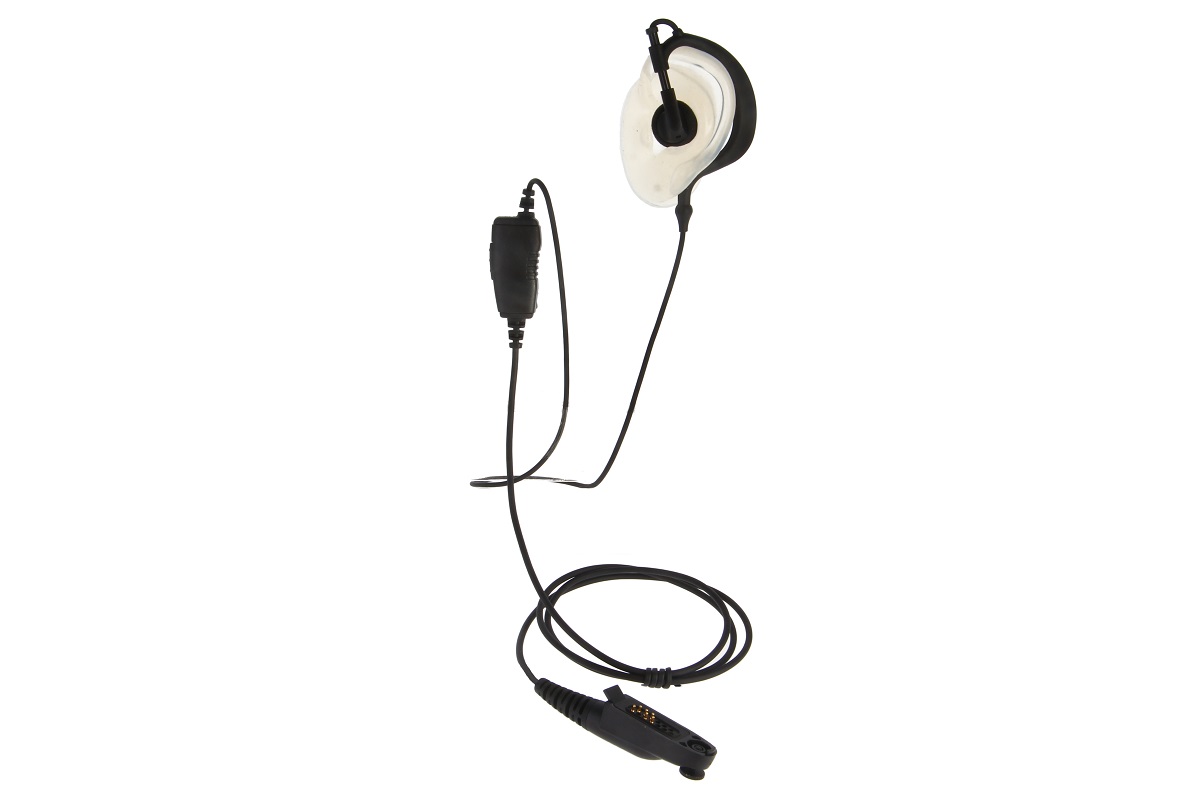 Een oordopje met kabel en jackplug.