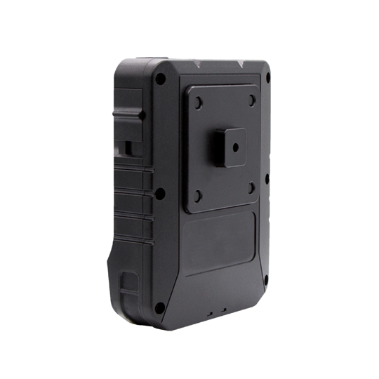 Black rectangular electronic device with mounting bracket.