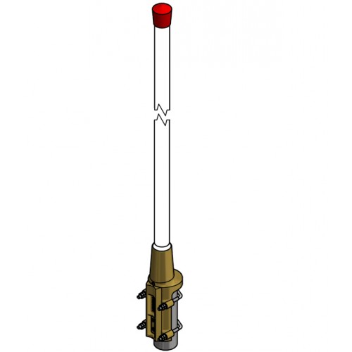 7000-00504100_pro_01.jpg Schematische antenne met rode punt en bevestigingselementen aan de onderkant.
