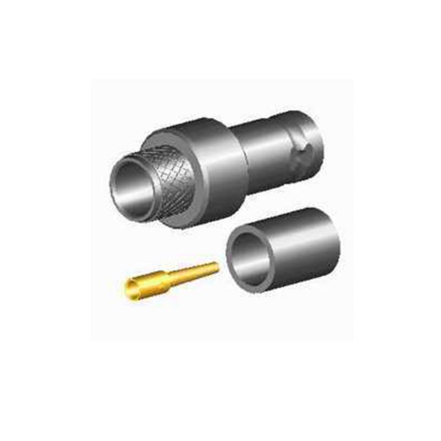 Trois pièces d'un connecteur coaxial : manchon, boîtier et broche.