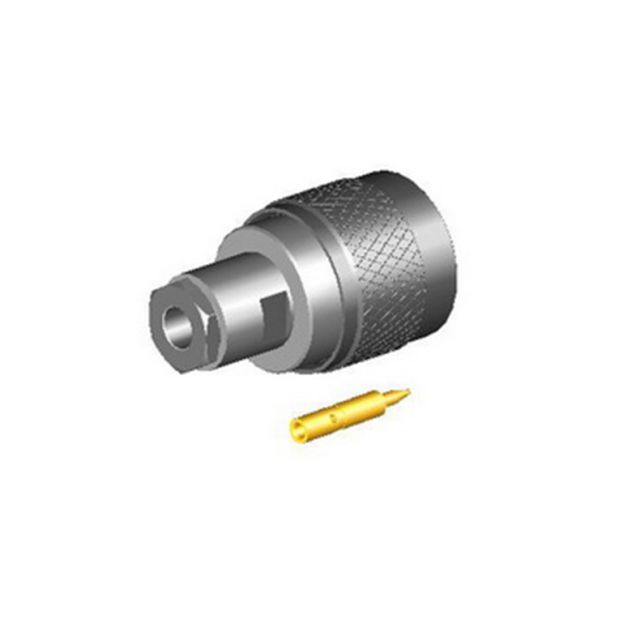 Connector met zilveren behuizing en gouden contactpunt
