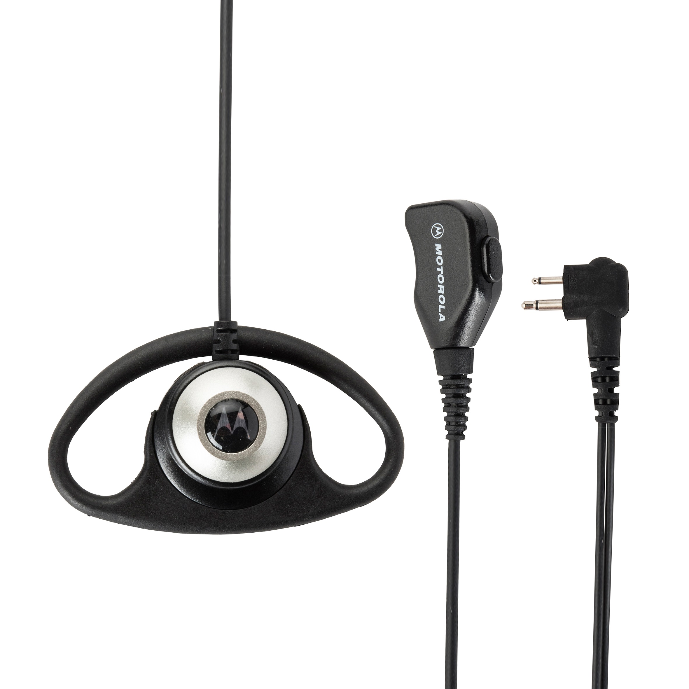 Wired earpiece with plug, black design.