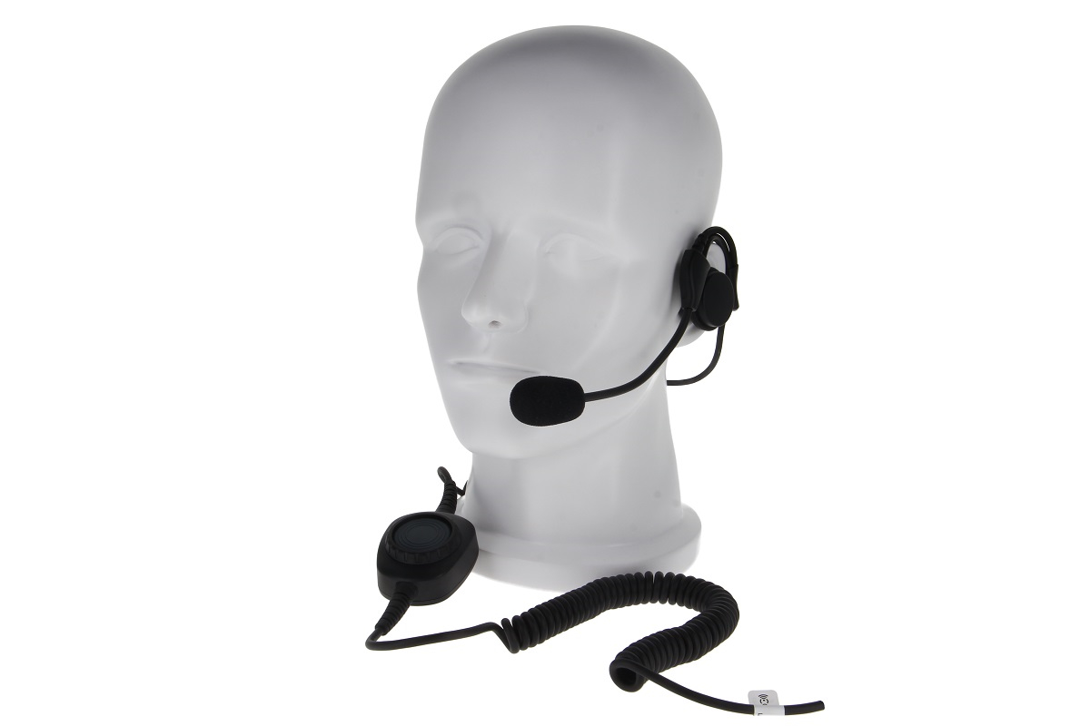Mannequin head with black headset.