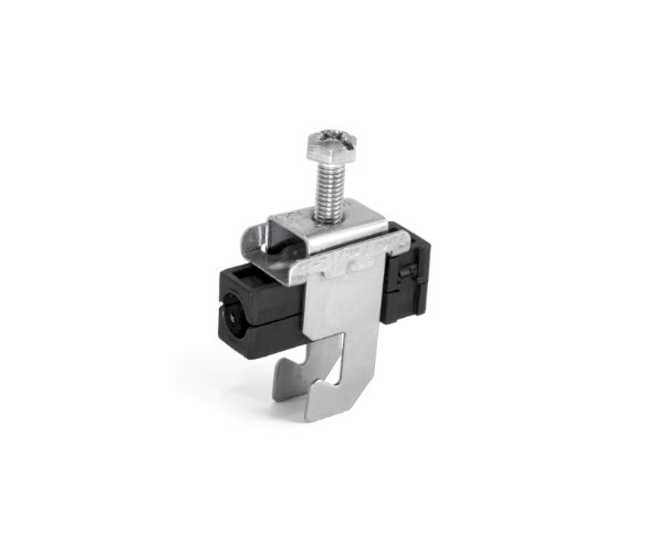 Cable clip with metal and plastic holder and screw
