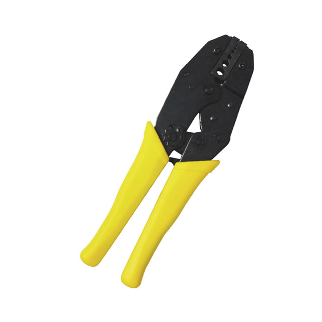 Crimping pliers with yellow handles.