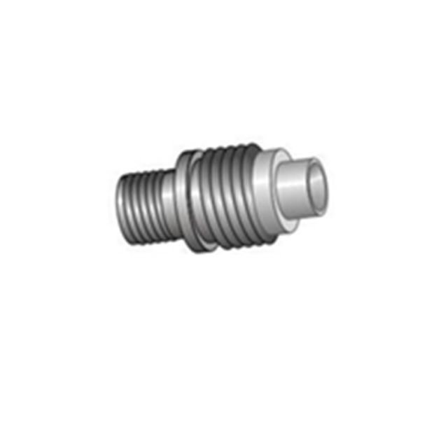 Cilindervormig metalen onderdeel met ribbels en schroefdraad